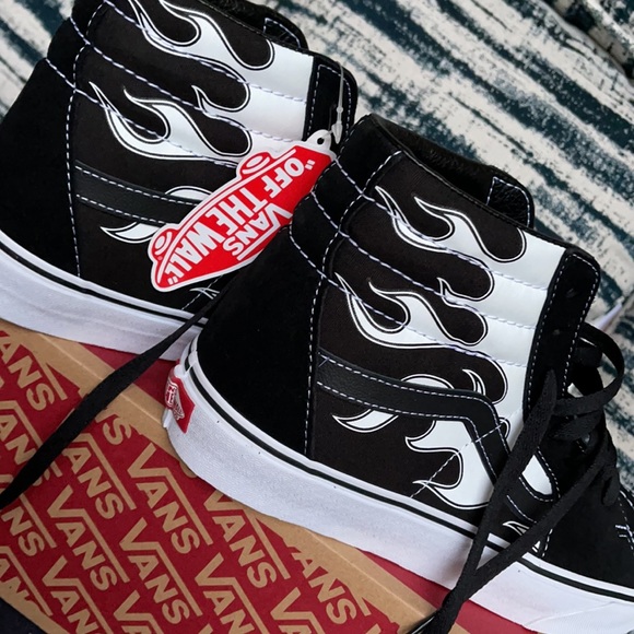Vans Sk8-Hi Flame Black/White MENS - Picture 15 of 16